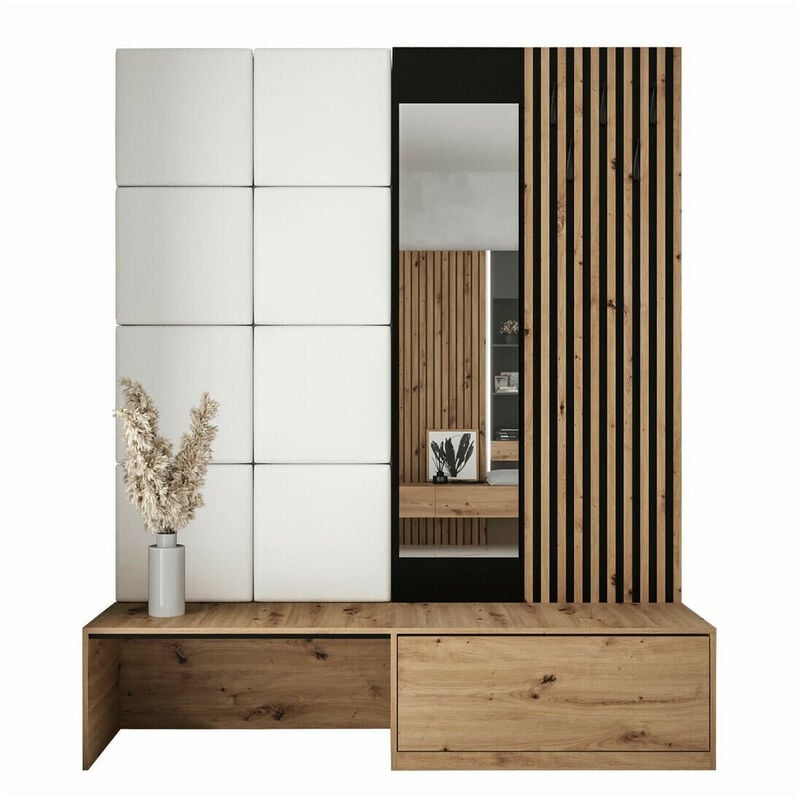 foto del prodotto set arredo da corridoio hartford 322, rovere artisan + soft 017, 205x172x42cm, con, truciolare laminato, eco pelle, da terra