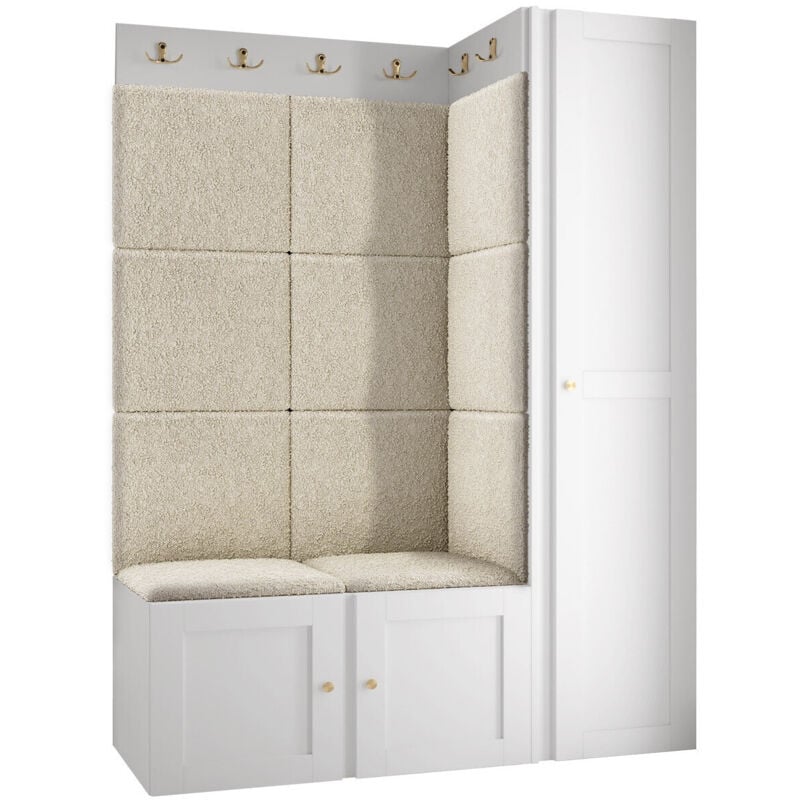 foto del prodotto set arredo da corridoio hartford 377, nero, 186x124x46cm, senza, pannello di fibra a media densit , truciolare laminato, arazzo, da terra, montaggio