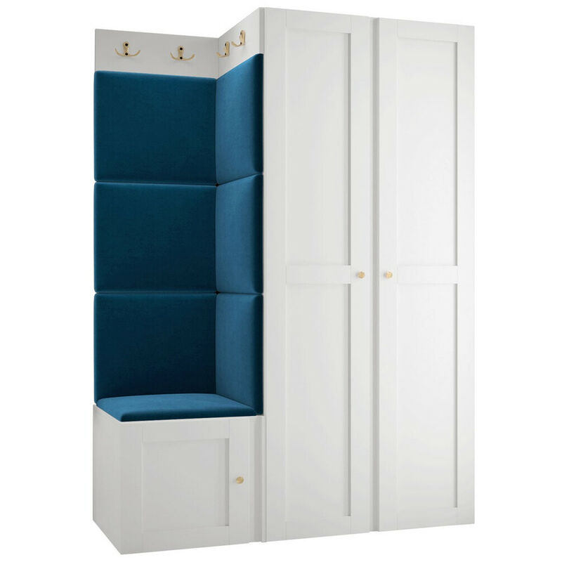 foto del prodotto set arredo da corridoio hartford 379, bianco, 186x116x46cm, senza, arazzo, truciolare laminato, pannello di fibra a media densit , montaggio a