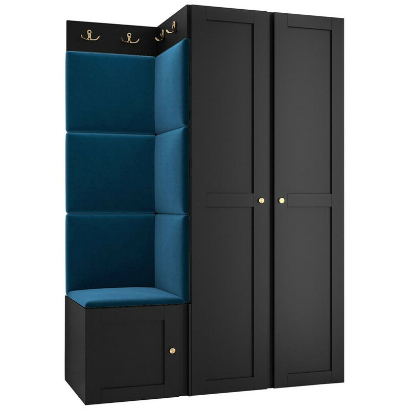 foto del prodotto set arredo da corridoio hartford 379, nero, 186x116x46cm, senza, arazzo, truciolare laminato, pannello di fibra a media densit , montaggio a parete,