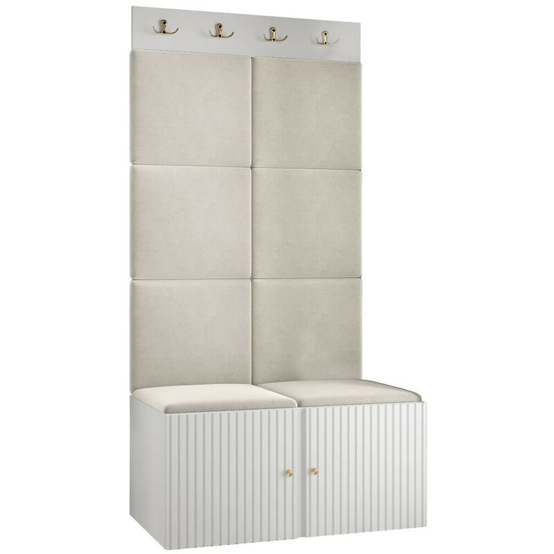 foto del prodotto set arredo da corridoio hartford 383, bianco, 186x84x46cm, senza, truciolare laminato, arazzo, pannello di fibra a media densit , montaggio a parete,
