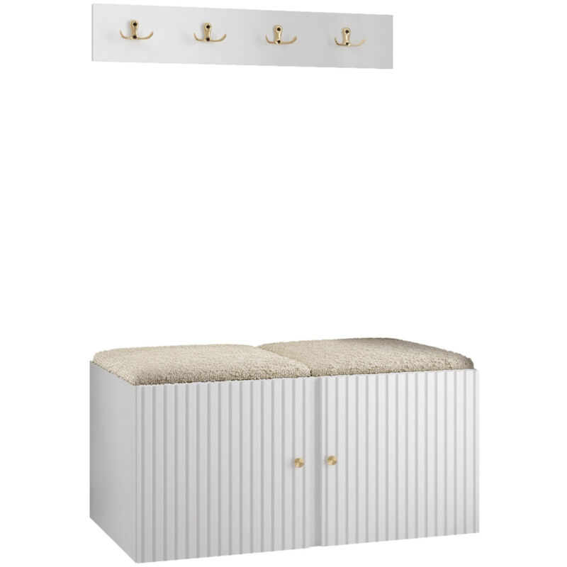 foto del prodotto set arredo da corridoio hartford 384, bianco, 0x0x0cm, senza, arazzo, pannello di fibra a media densit , truciolare laminato, da terra, montaggio a