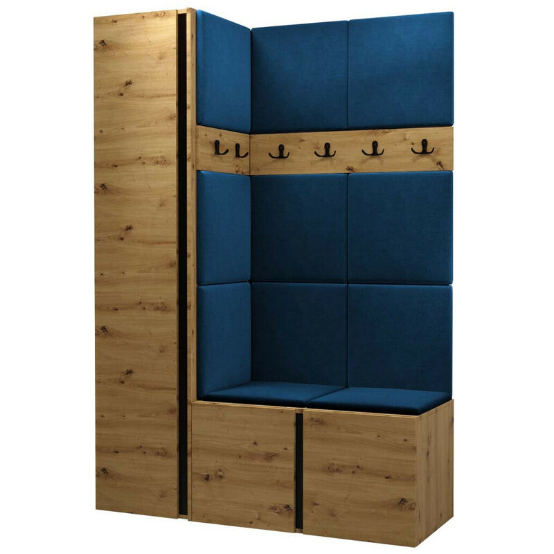 foto del prodotto set arredo da corridoio hartford 471, rovere artisan, 186x124x44cm, senza, truciolare laminato, arazzo, da terra, montaggio a parete