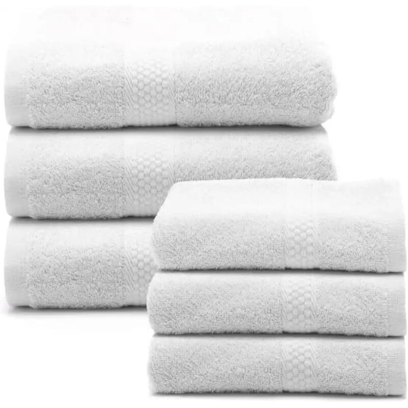 foto del prodotto set asciugamani 100 cotone, 3 viso 55x100 cm 3 bidet 40x60 cm, bianco caleffi