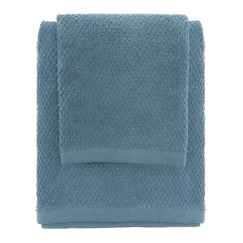 foto del prodotto set asciugamani bagno blu per viso e ospite in cotone puro spring