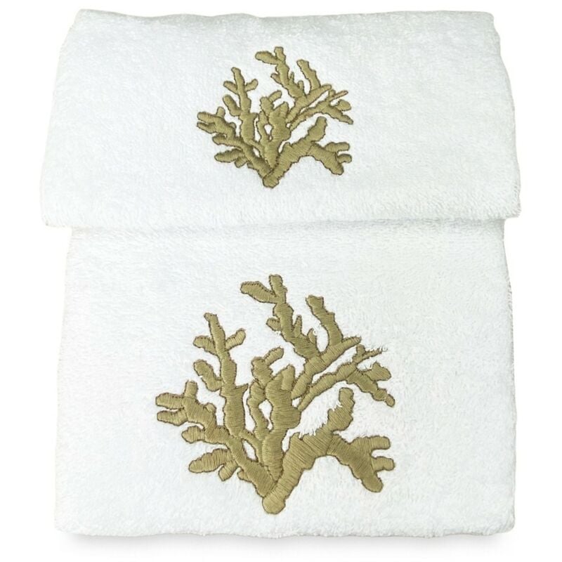 foto del prodotto set asciugamani corallo beige puro cotone made in italy