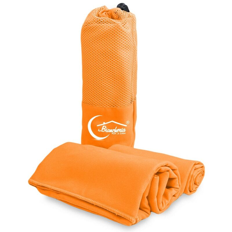 foto del prodotto set asciugamani microfibra arancio 1 1 viso e ospite