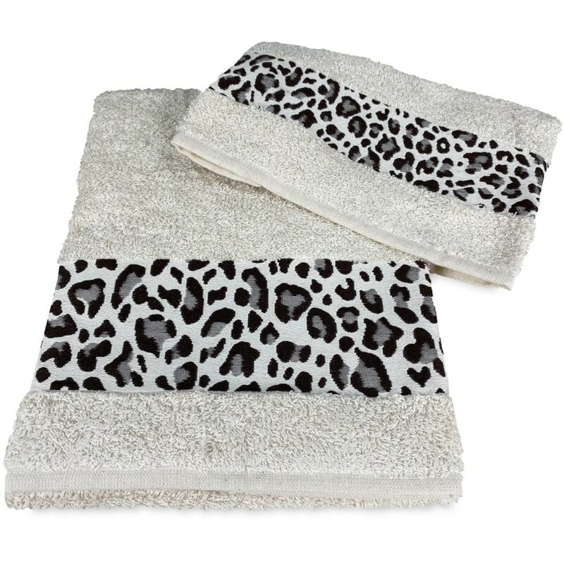 foto del prodotto set asciugamani spugna jacquard 1 1 viso e ospite maculato beige sacco washy