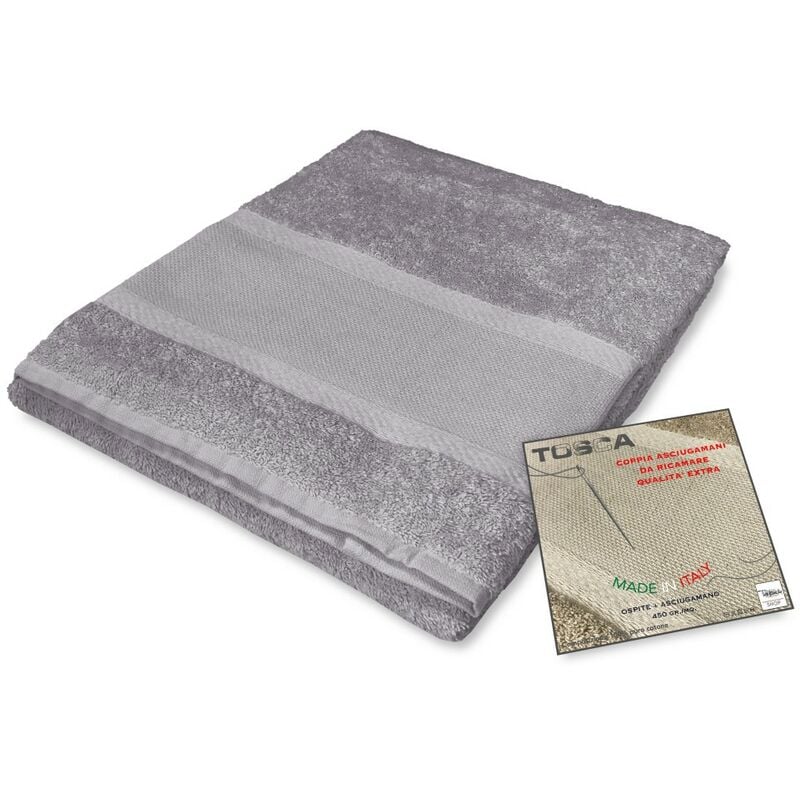 foto del prodotto set asciugamani spugna tosca tela aida da ricamare punto croce 1 1 viso e ospite grigio
