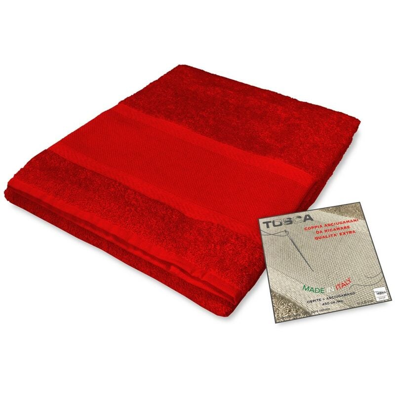 foto del prodotto set asciugamani spugna tosca tela aida da ricamare punto croce 1 1 viso e ospite rosso
