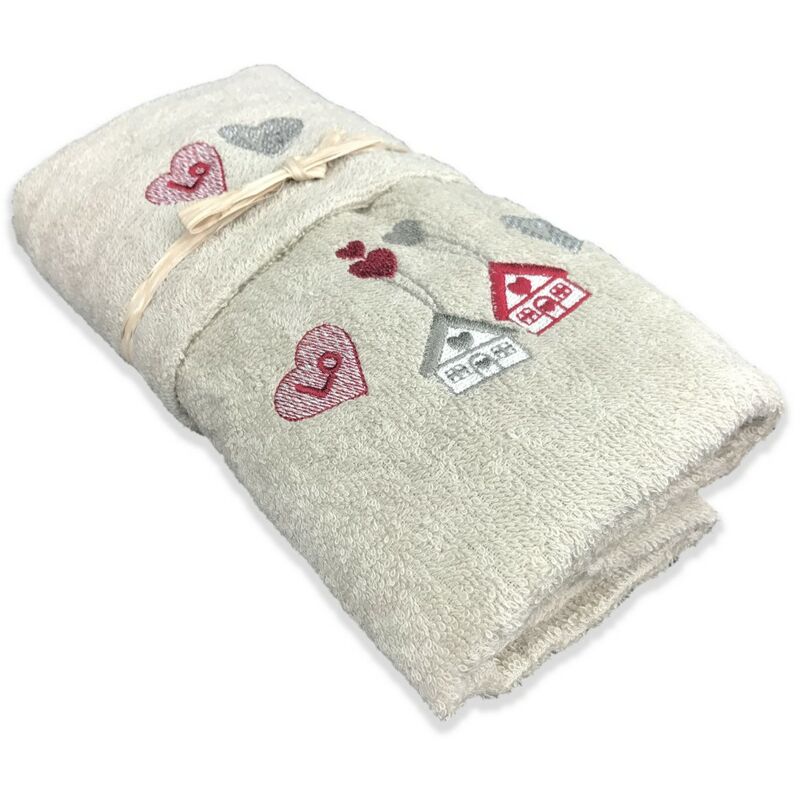 foto del prodotto set asciugamani tirolo tirolese love tortora