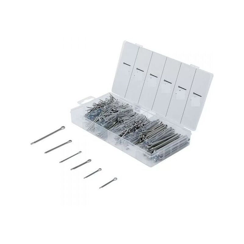 foto del prodotto set assortimento 555 coppiglie perni fermi di sicurezza varie misure 555 pezzi