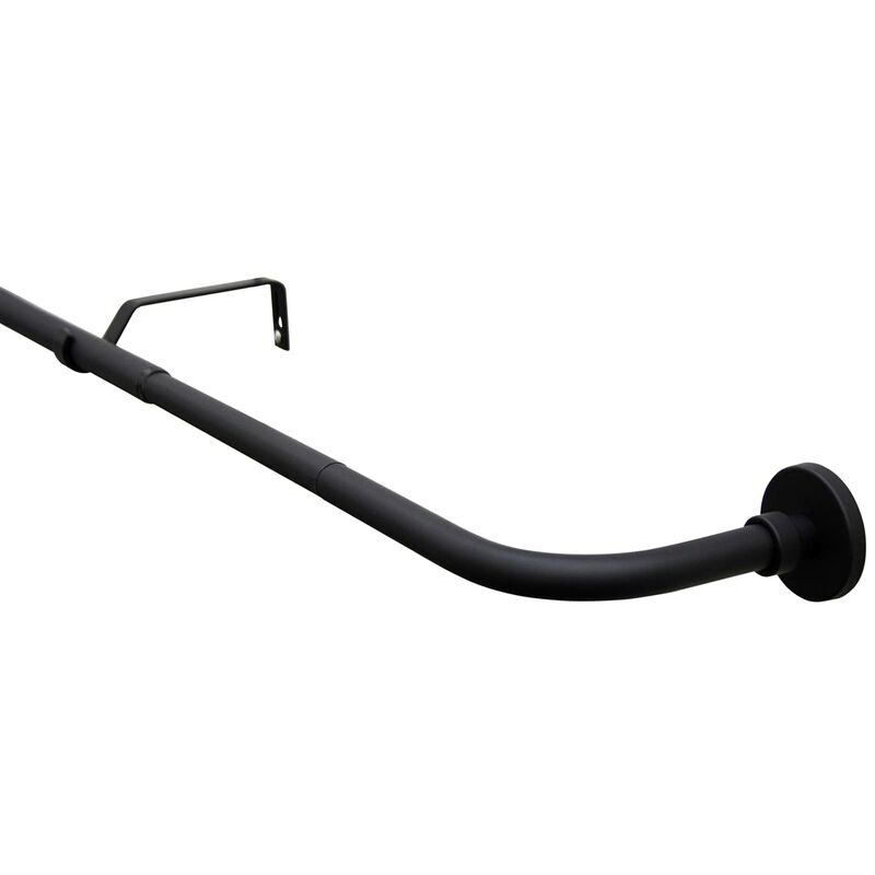 foto del prodotto set asta per tende lisa, 1 binario curva, diametro 16 19 mm, estendibile, lunghezza 130 180 cm, nero opaco gardinia