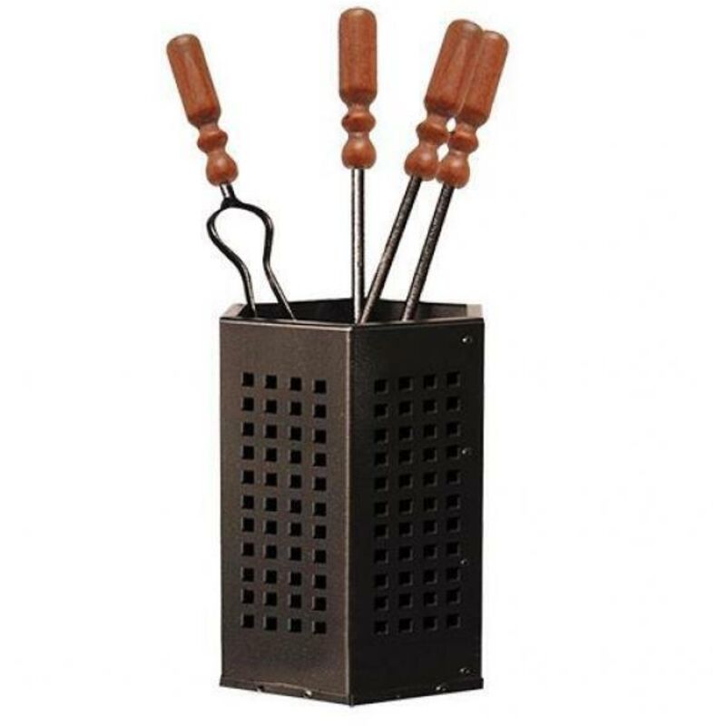 foto del prodotto set attrezzi da camino con secchiello esagonale - cm.50h. 669a