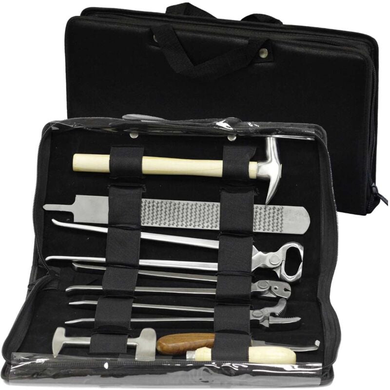 foto del prodotto set attrezzi da mascalcia con borsa