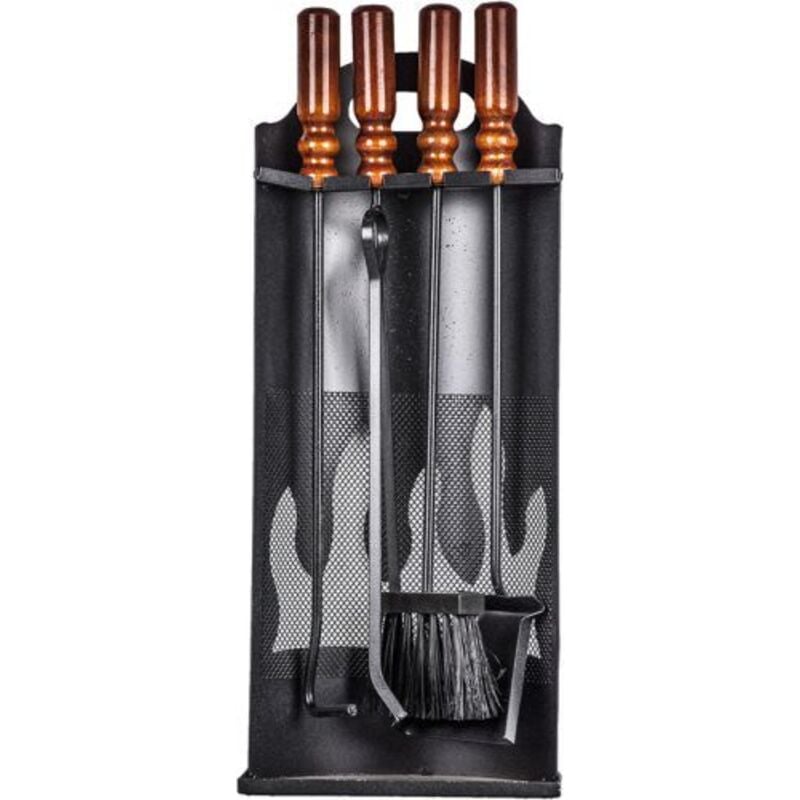 foto del prodotto set attrezzi per camino panel 4 utensili per caminetto c contenitore cm.23xh60