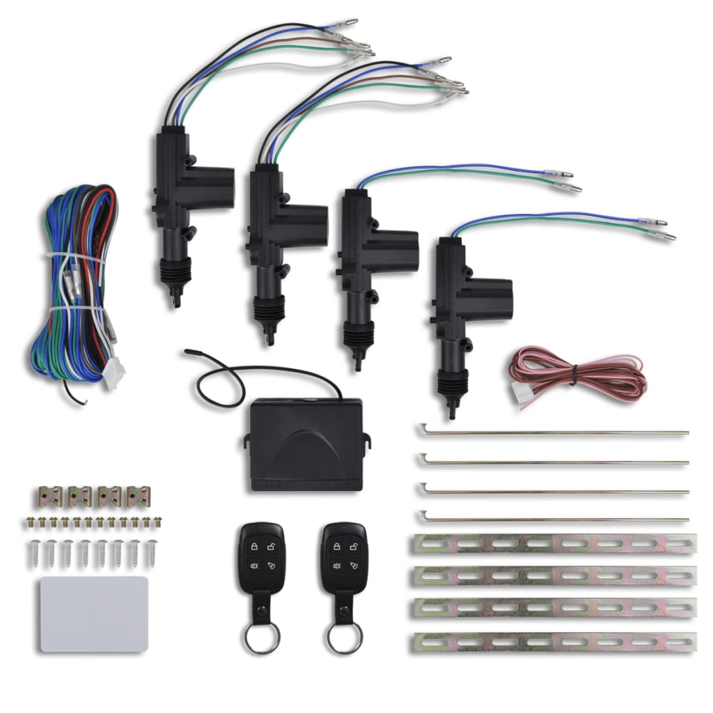foto del prodotto set auto chiusura centralizzata con 2 telecomandi 4 motori 12 v