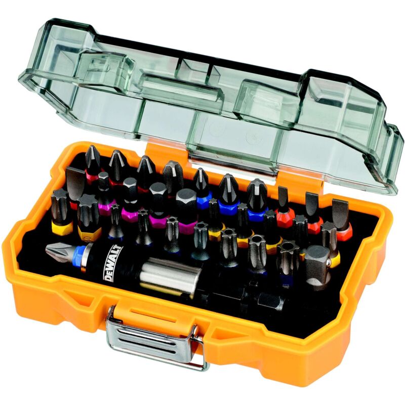 foto del prodotto set avvitatore composto da 32 pz colorati in cover trasparente mod.dt7969 dewalt