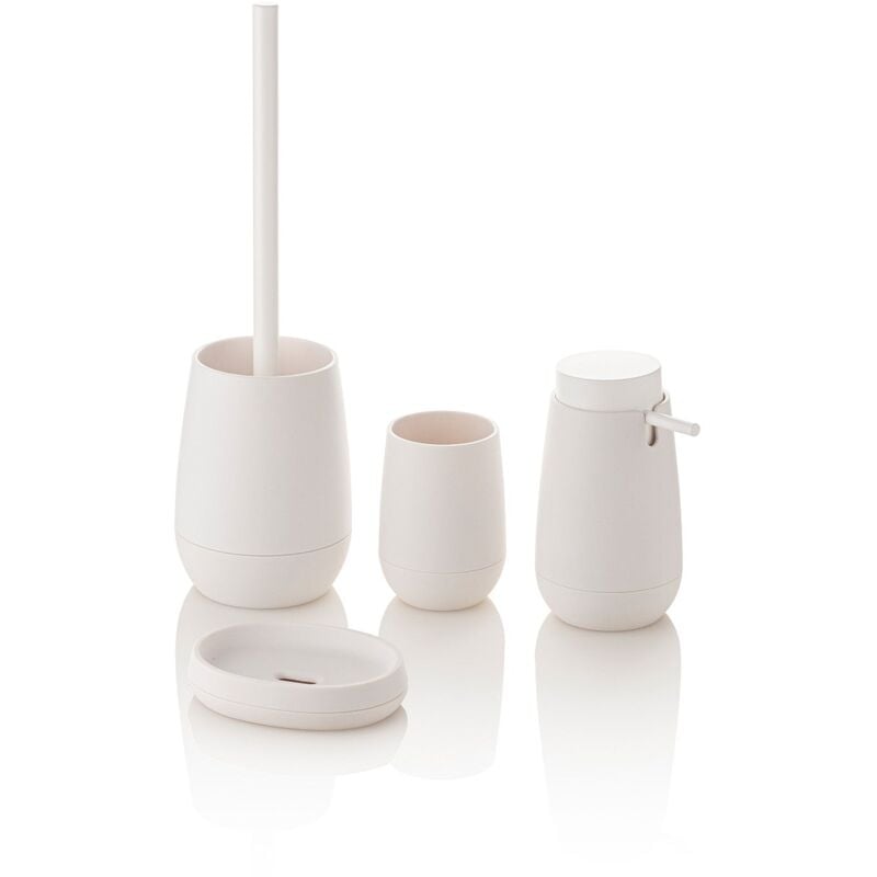 foto del prodotto set bagno 4 pezzi shabby biancoin abs e gomma'