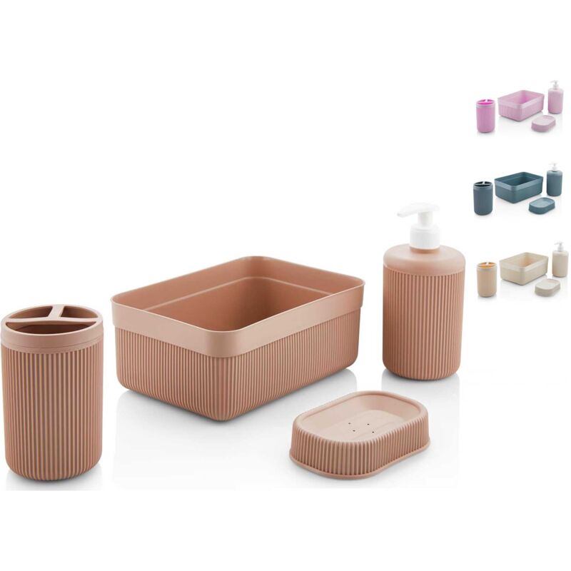 foto del prodotto set bagno accessori completo akitaink kit 4 accessori include dispenser sapone
