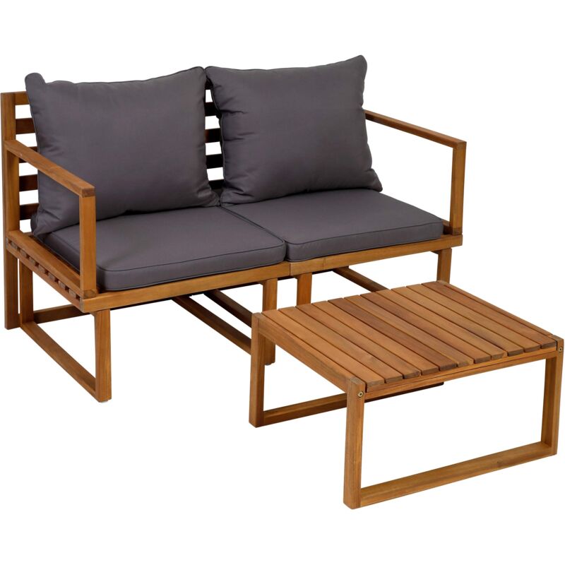foto del prodotto set balcone giardino esterno tavolo e 2 sedie in legno di acacia fsc 100 dijon, con cuscini, ca. 170 x 74 x 66 cm, colore legno antracite
