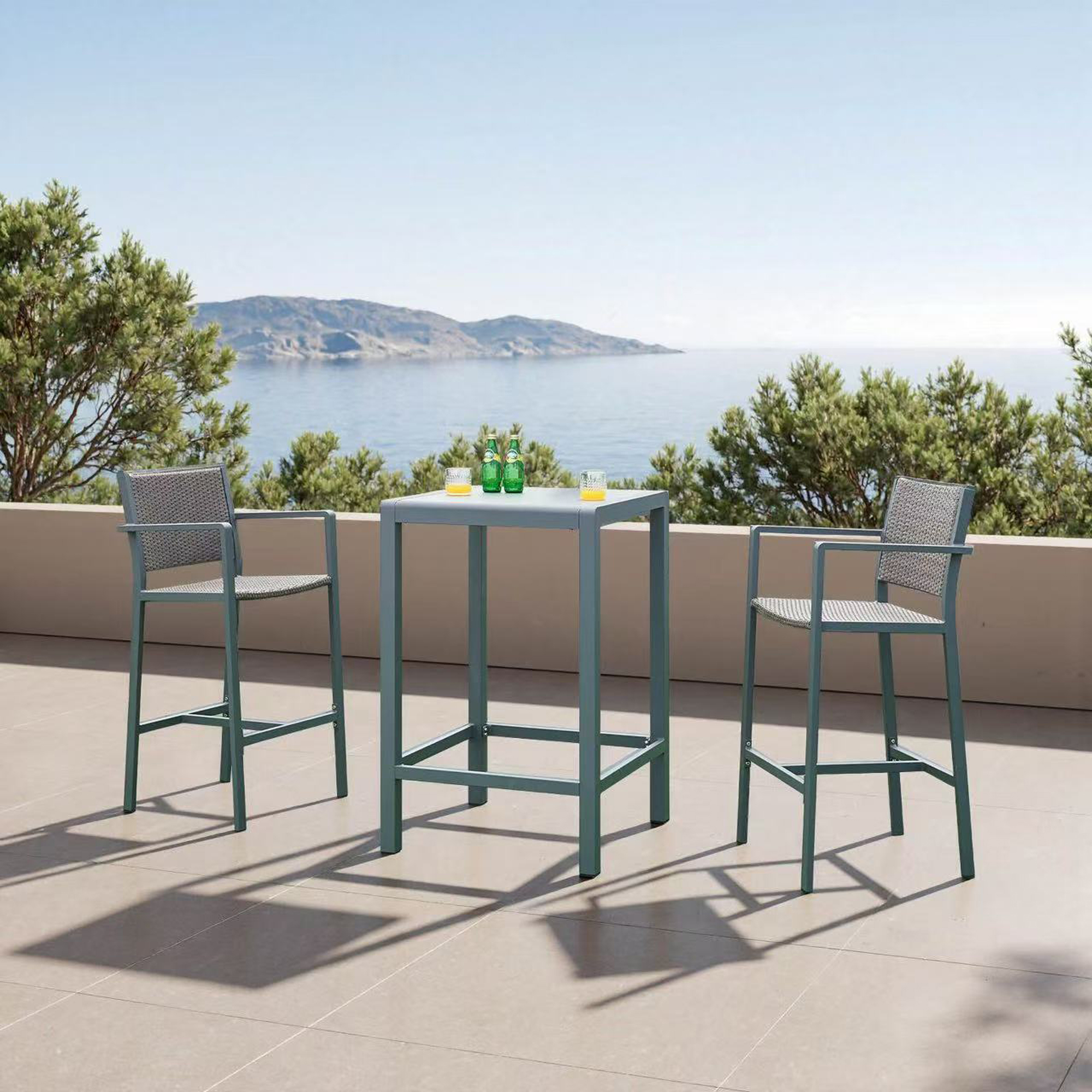 foto del prodotto set bar da esterno avise tavolo alto con 2 sgabelli antracite, grigio casa.pro