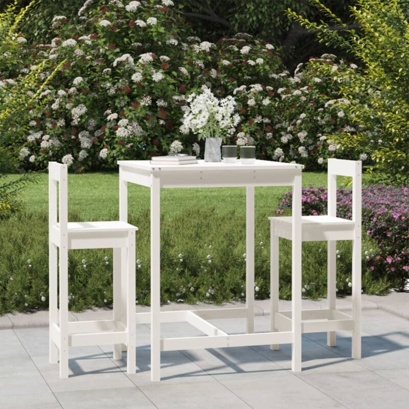 foto del prodotto set bar da giardino 3 pz bianco in legno massello di pino vidaxl