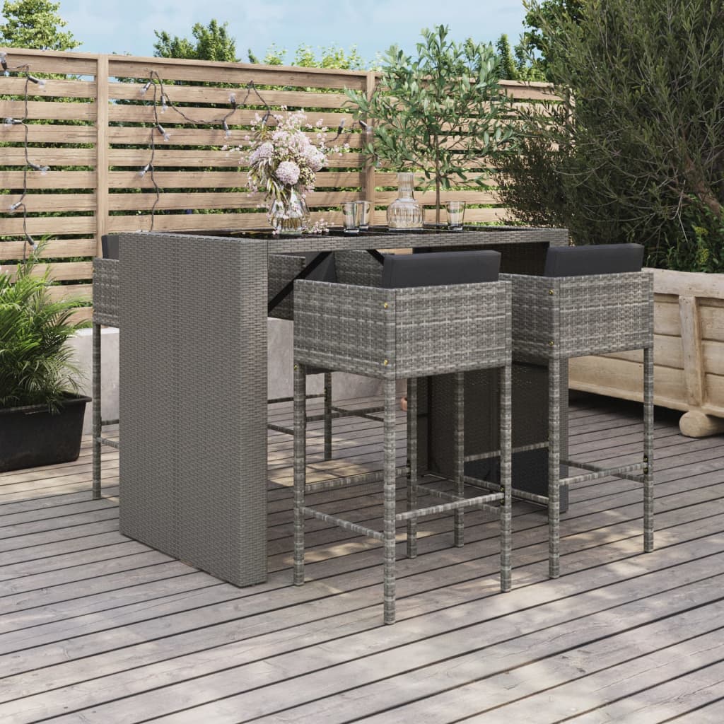 foto del prodotto set bar da giardino 5 pz con cuscini in polyrattan grigiocod mxl 125019