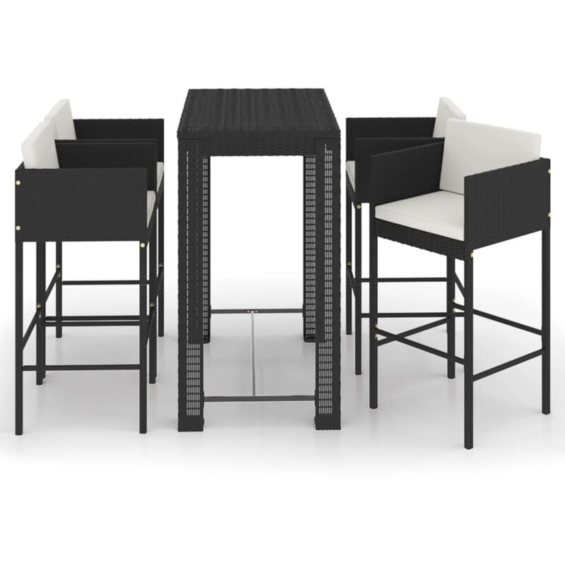 immagine 0 del prodotto set bar da giardino 5 pz con cuscini polyrattan nero vidaxl