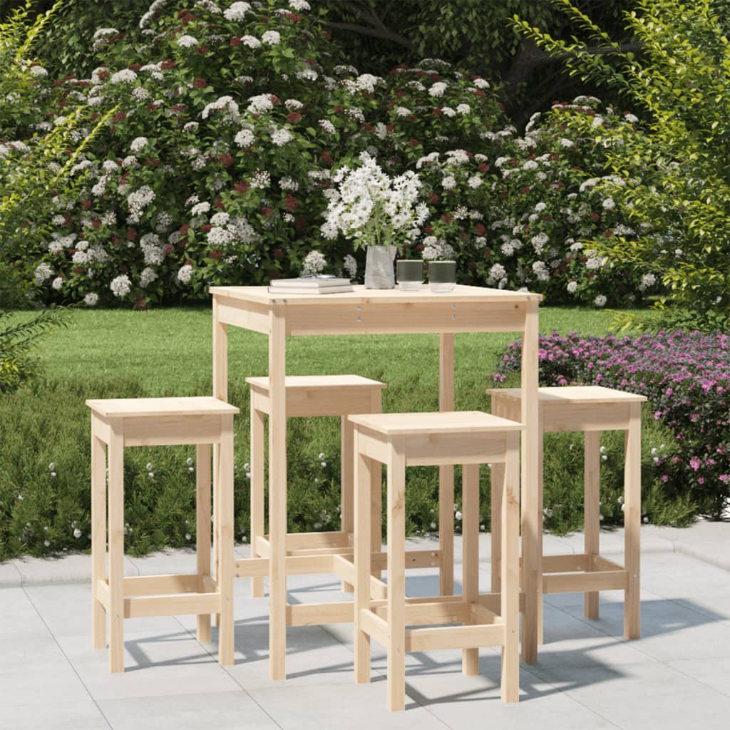foto del prodotto set bar da giardino 5 pz in legno massello di pinocod mxl 70255