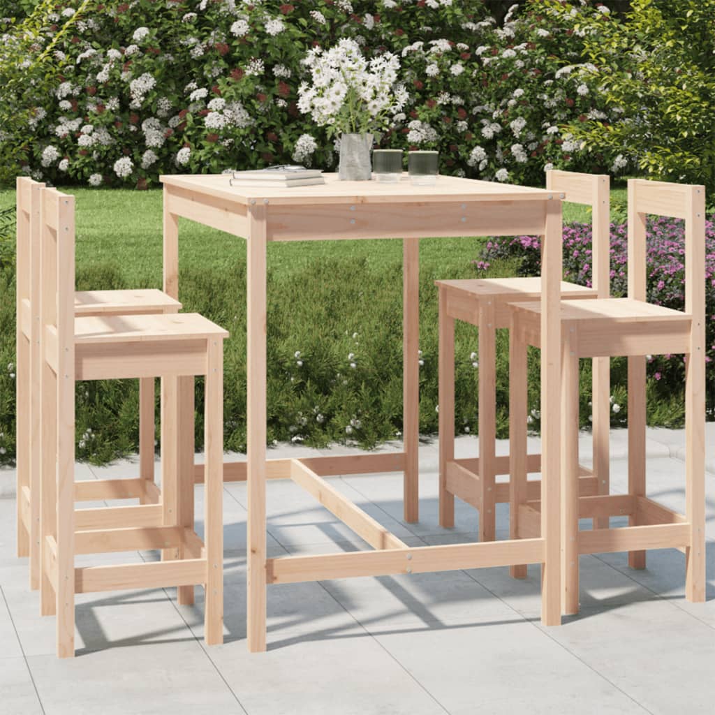 foto del prodotto set bar da giardino 5 pz in legno massello di pinocod mxl 94291