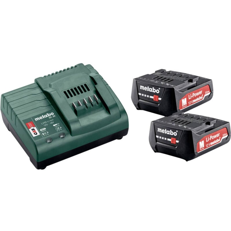 foto del prodotto set base metabo 2 x 12v 2,0 ah 685300000 caricatore sc 30 in confezione