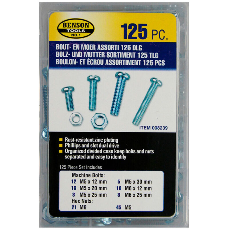 foto del prodotto set bensontools bulloni e dadi 125 pezzi