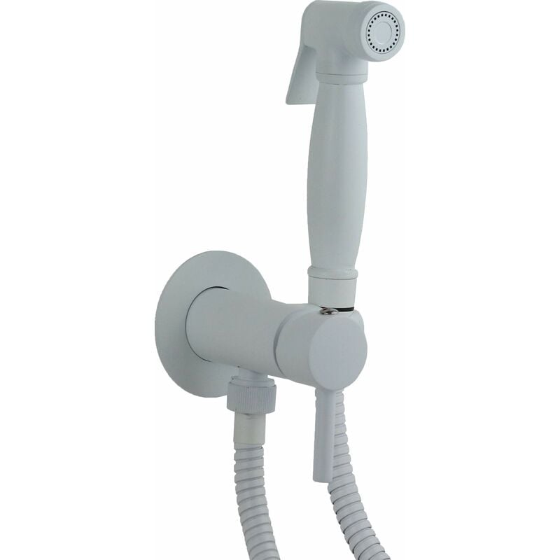 foto del prodotto set bidet con miscelatore e doccia in ottone finitura bianco opaco pollini acqua desing d09181203bo bianco opaco