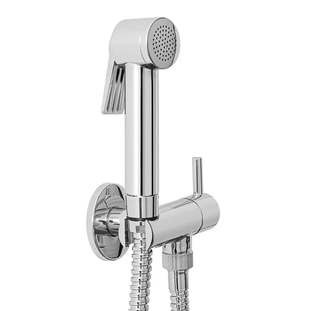 foto del prodotto set bidet incasso cromato con pulsante shut off e supporto con rubinetto