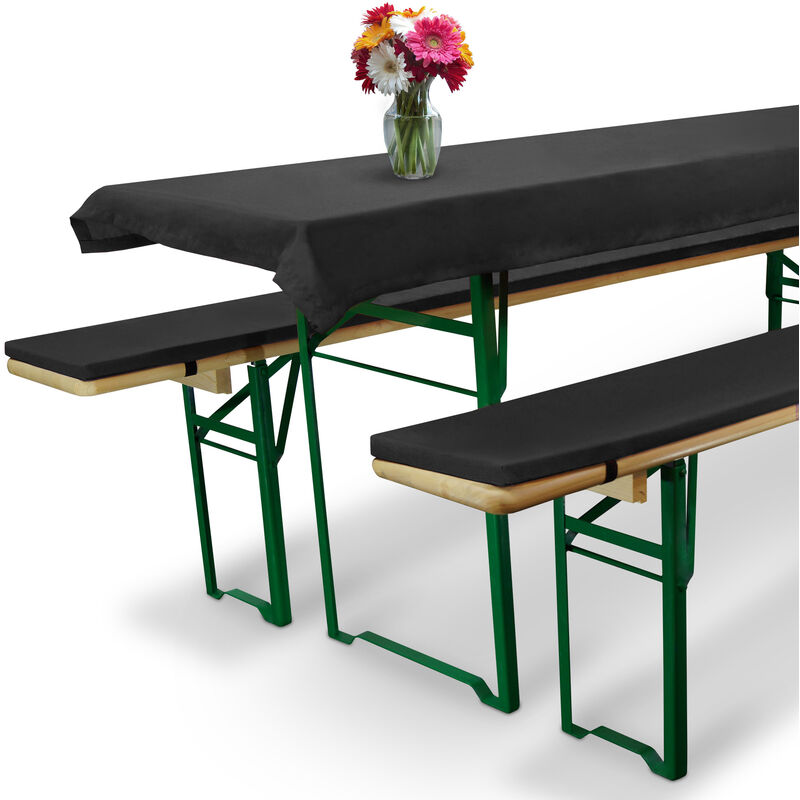 foto del prodotto set birreria 1 tovaglia 2 cuscini per panche comfort xs per sagre ristorazione ricevimenti catering antracite, 70x220 cm beautissu