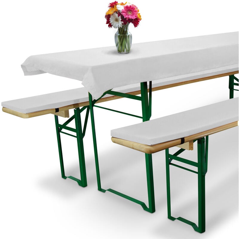 foto del prodotto set birreria 1 tovaglia 2 cuscini per panche comfort xs per sagre ristorazione ricevimenti catering bianco, 220x50 cm beautissu