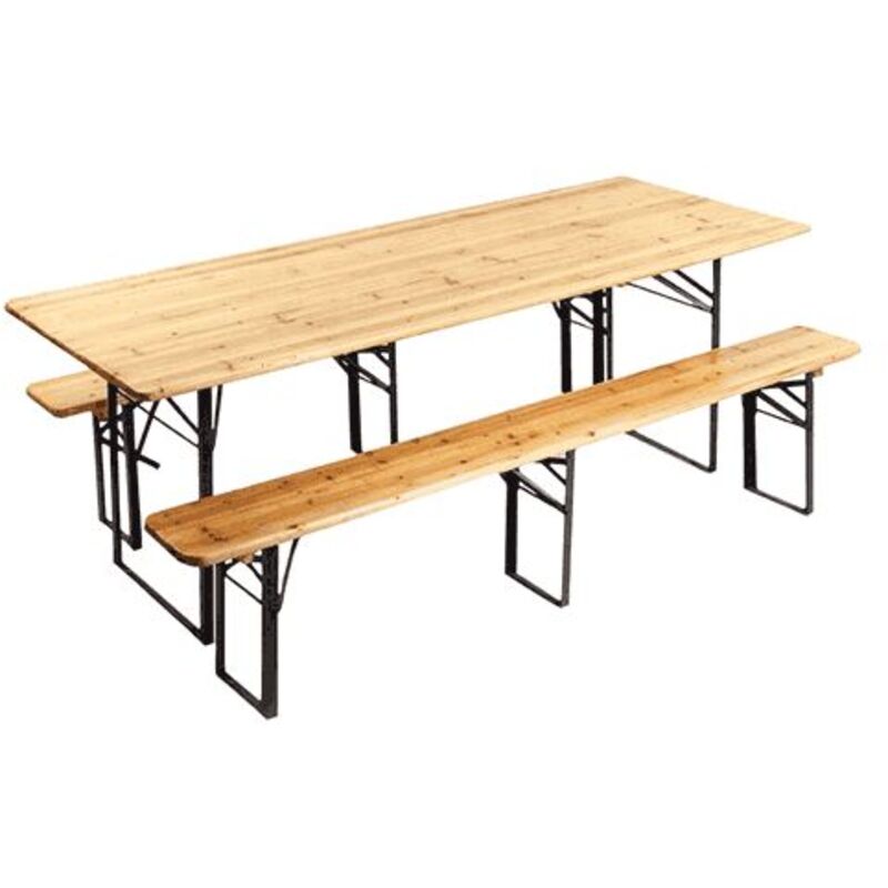 foto del prodotto set birreria composto da tavolo due panche 220x80x76 cm in legno pieghevole da pic nic giardino esterno