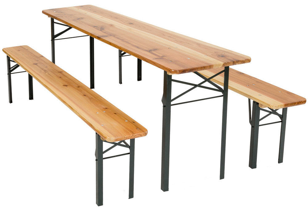 foto del prodotto set birreria da giardino pieghevole in legno tavolo 200x70 cm e 2 panche vorghini