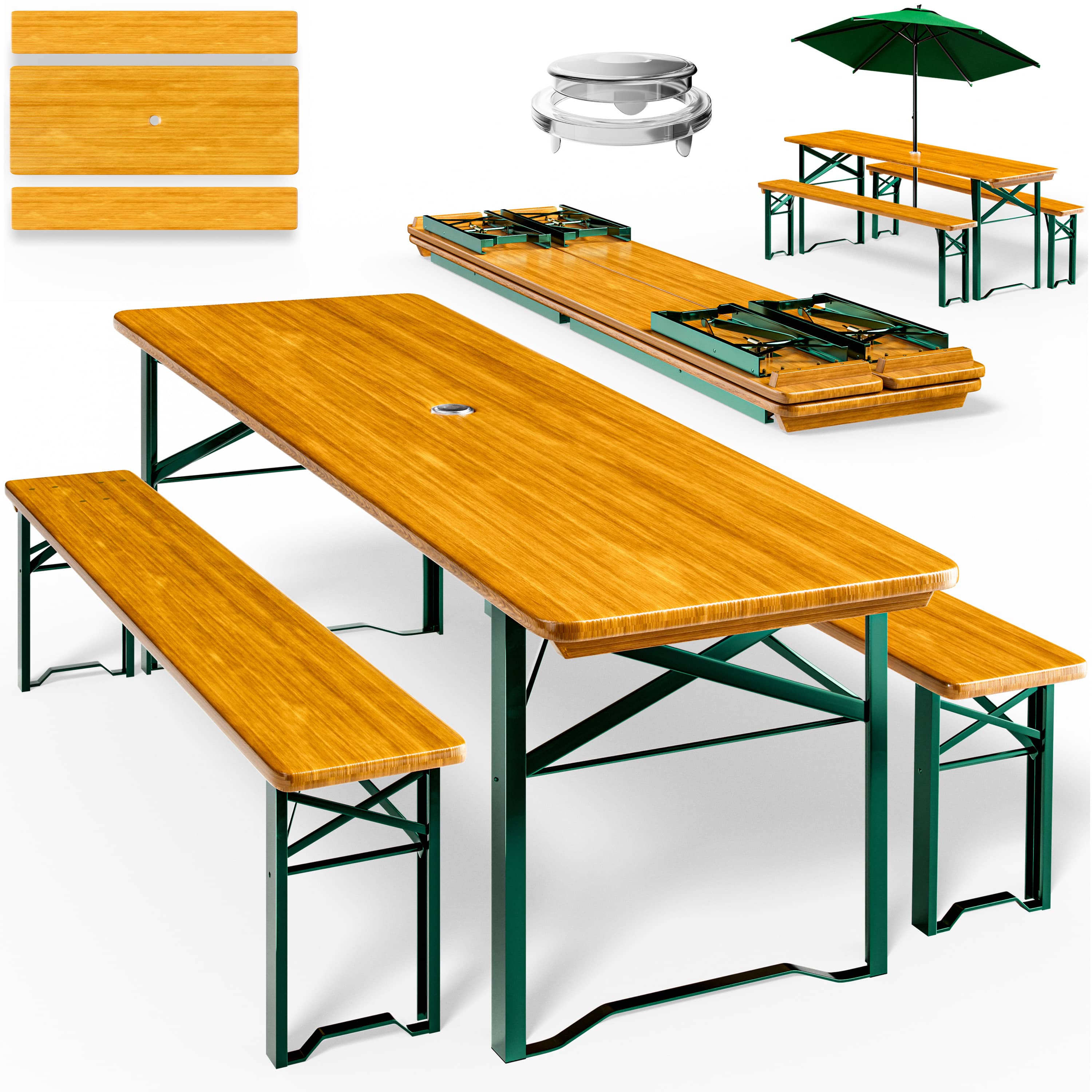 foto del prodotto set birreria legno 170cm pieghevole