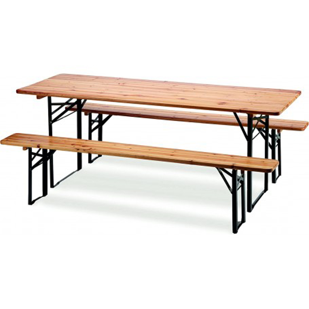 foto del prodotto set birreria tavolo 2 panche in legno naturale richiudibile 120x60 cm 4f setbir12060