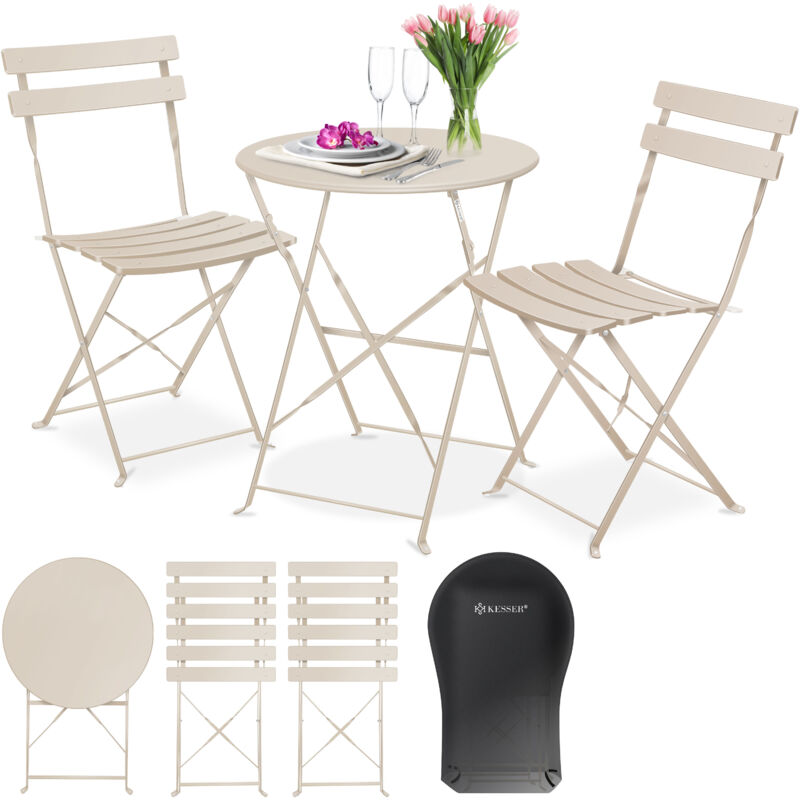 foto del prodotto set bistr 3 pezzi con 2 sedie pieghevoli set balcone mobili da balcone mobili pieghevoli set giardino set giardino mobili da giardino cappuccino