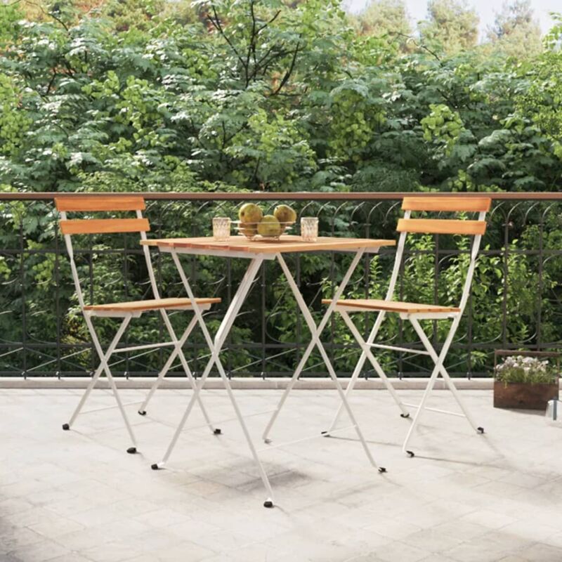 foto del prodotto set bistr pieghevole 3pz in legno massello di acacia e acciaio vidaxl 920840