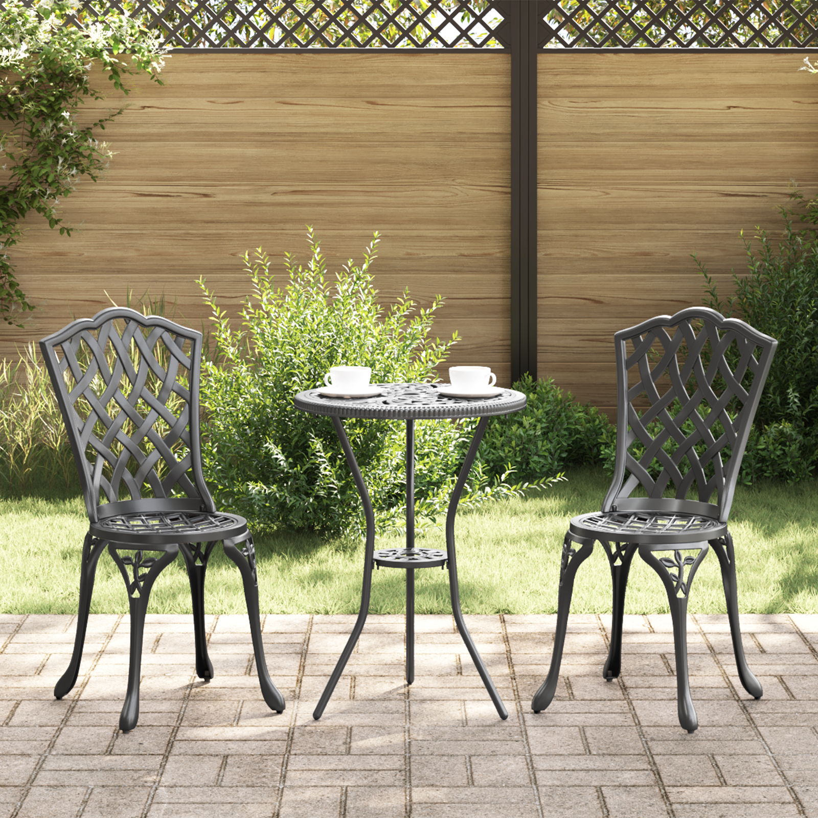 foto del prodotto set bistro da giardino 3 pcs nero alluminio vidaxl