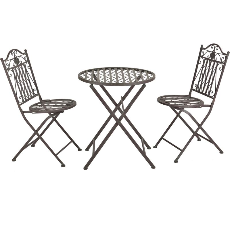 foto del prodotto set bistrot da giardino in metallo verde scuro con patina grigio chiaro