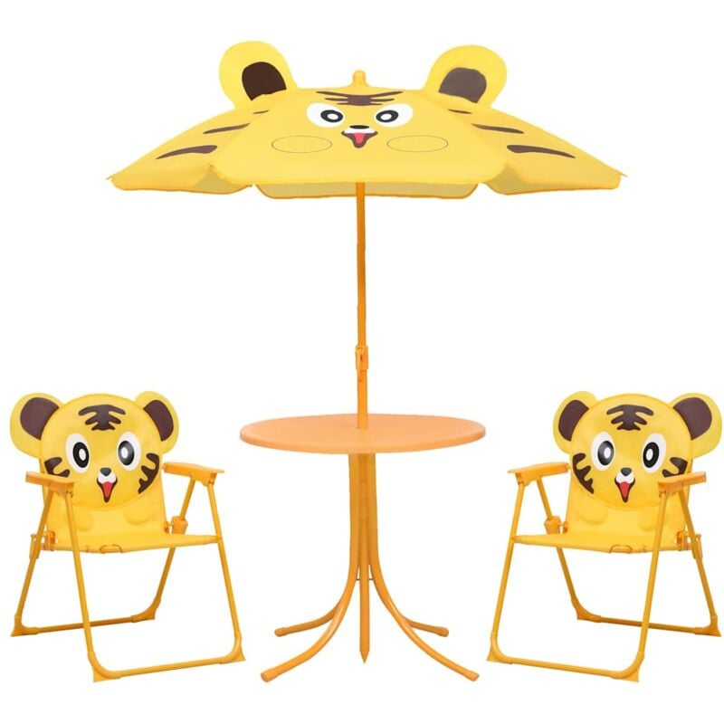 foto del prodotto set bistrot da giardino per bimbi con ombrellone e sedioline vari temi e colori colore giallo leone