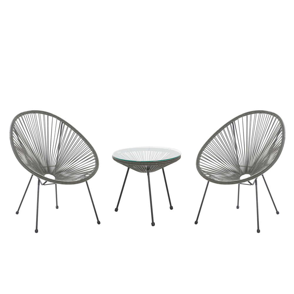 immagine 0 del prodotto set bistrot grigio scuro rattan sintetico 3 pezzi 2 posti moderno