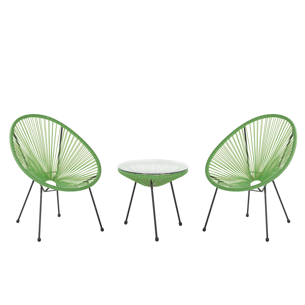foto del prodotto set bistrot verde rattan sintetico 3 pezzi 2 posti stile moderno