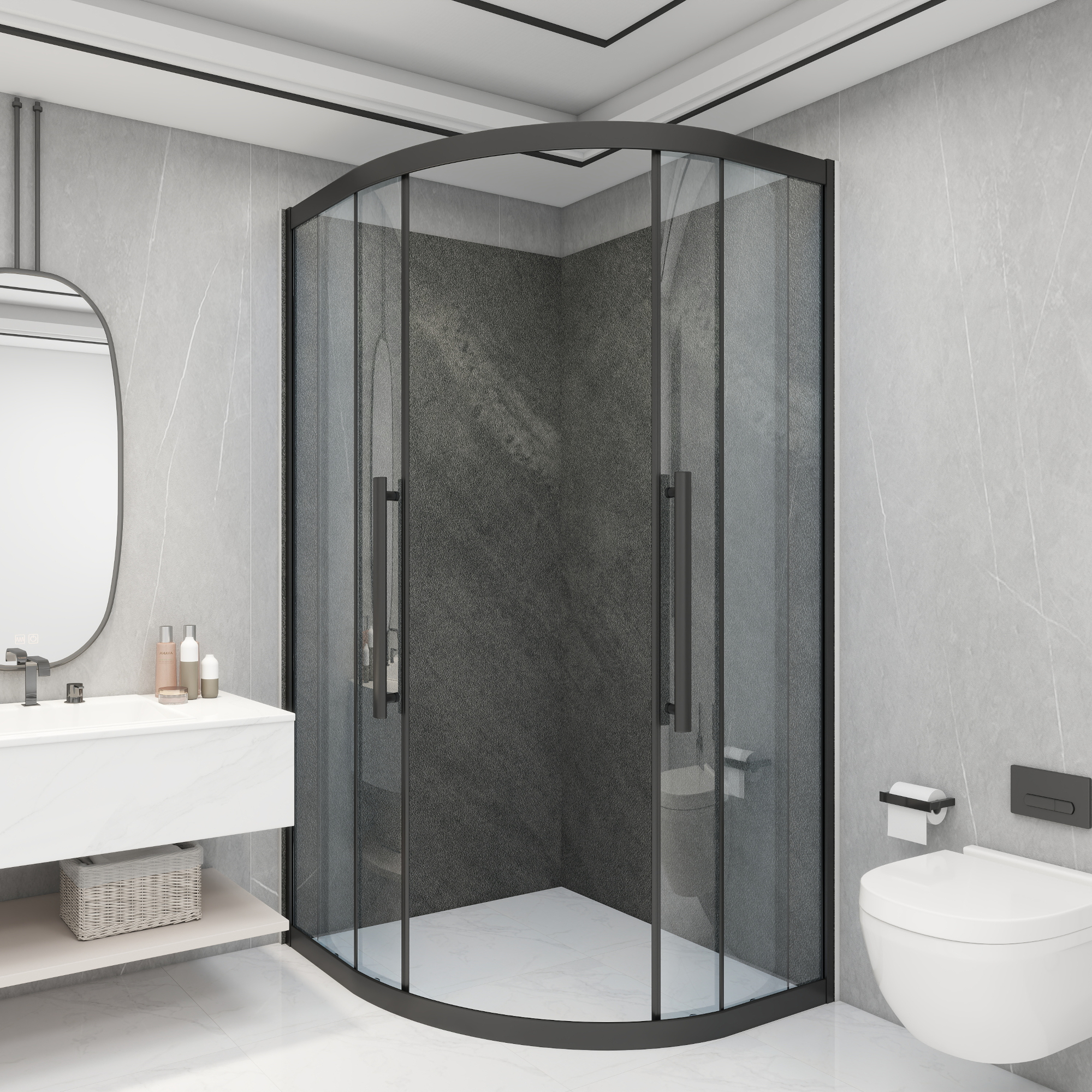 foto del prodotto set bladel di 4 pannelli decorativi in pvc per parete effetto pietra grey stone neu.haus 