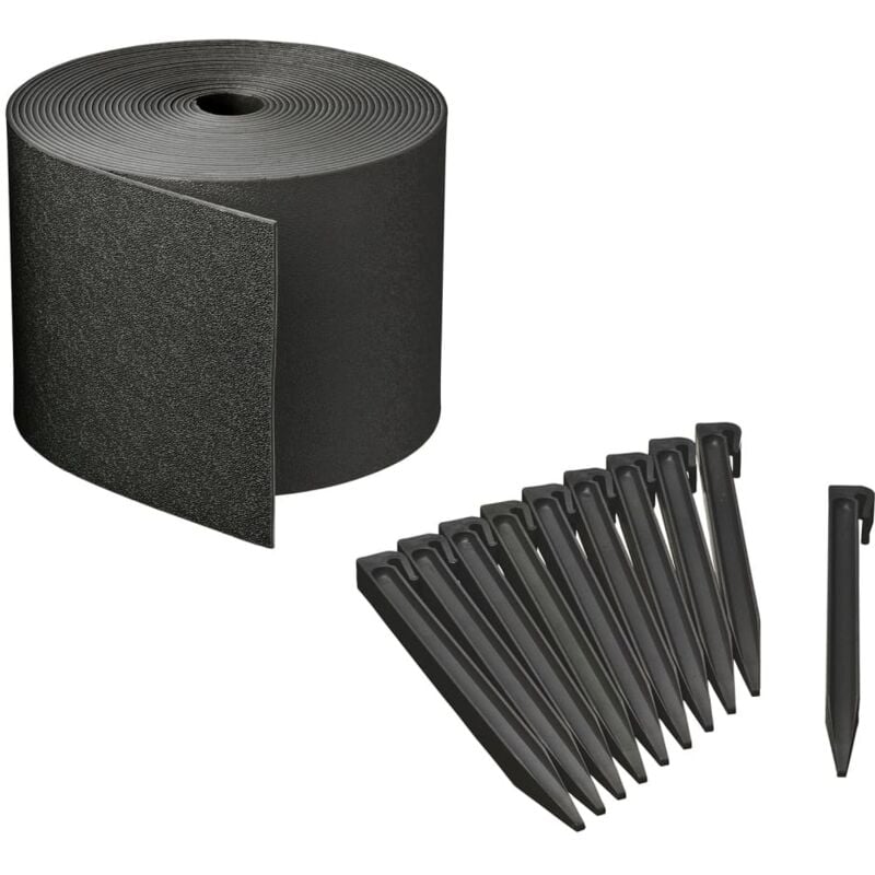 foto del prodotto set bordatura da giardino h15 cm x 10 m con picchetti nero nature